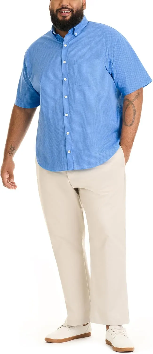 Van Heusen Men's Big and Tall Wrinkle Free Short Sleeve Button Down Check Shirt