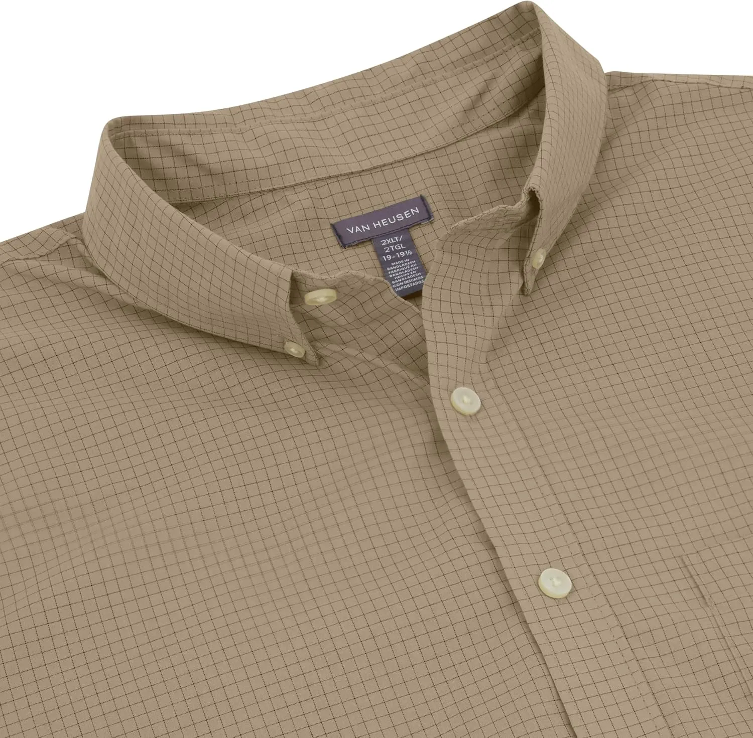 Van Heusen Men's Big and Tall Wrinkle Free Short Sleeve Button Down Check Shirt