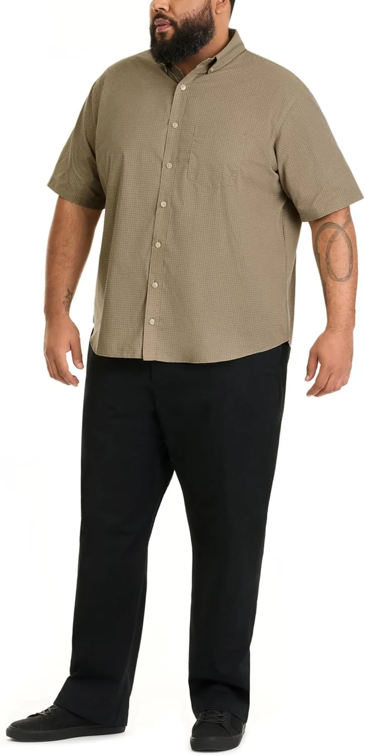 Van Heusen Men's Big and Tall Wrinkle Free Short Sleeve Button Down Check Shirt