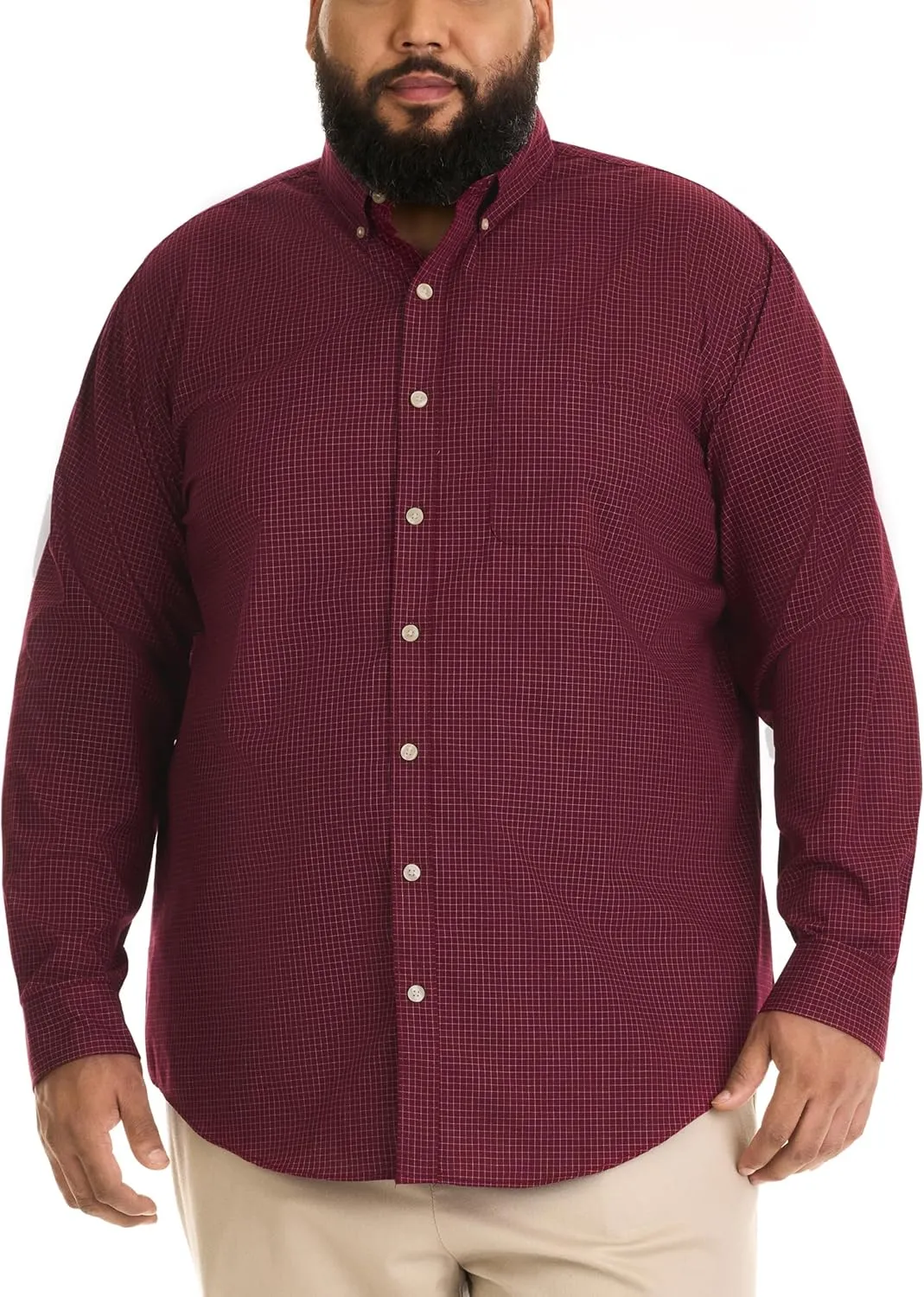 Van Heusen Men's Big and Tall Wrinkle Free Short Sleeve Button Down Check Shirt