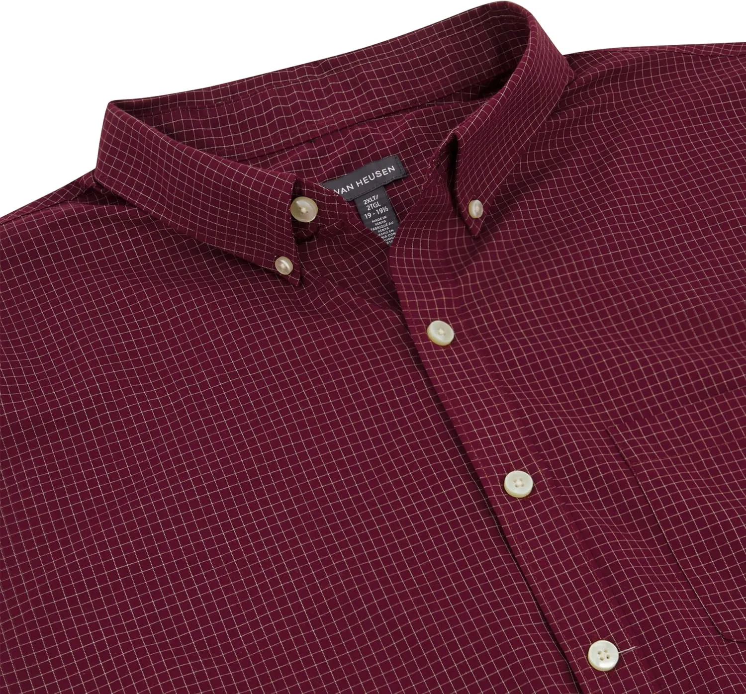 Van Heusen Men's Big and Tall Wrinkle Free Short Sleeve Button Down Check Shirt