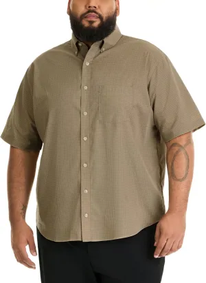 Van Heusen Men's Big and Tall Wrinkle Free Short Sleeve Button Down Check Shirt