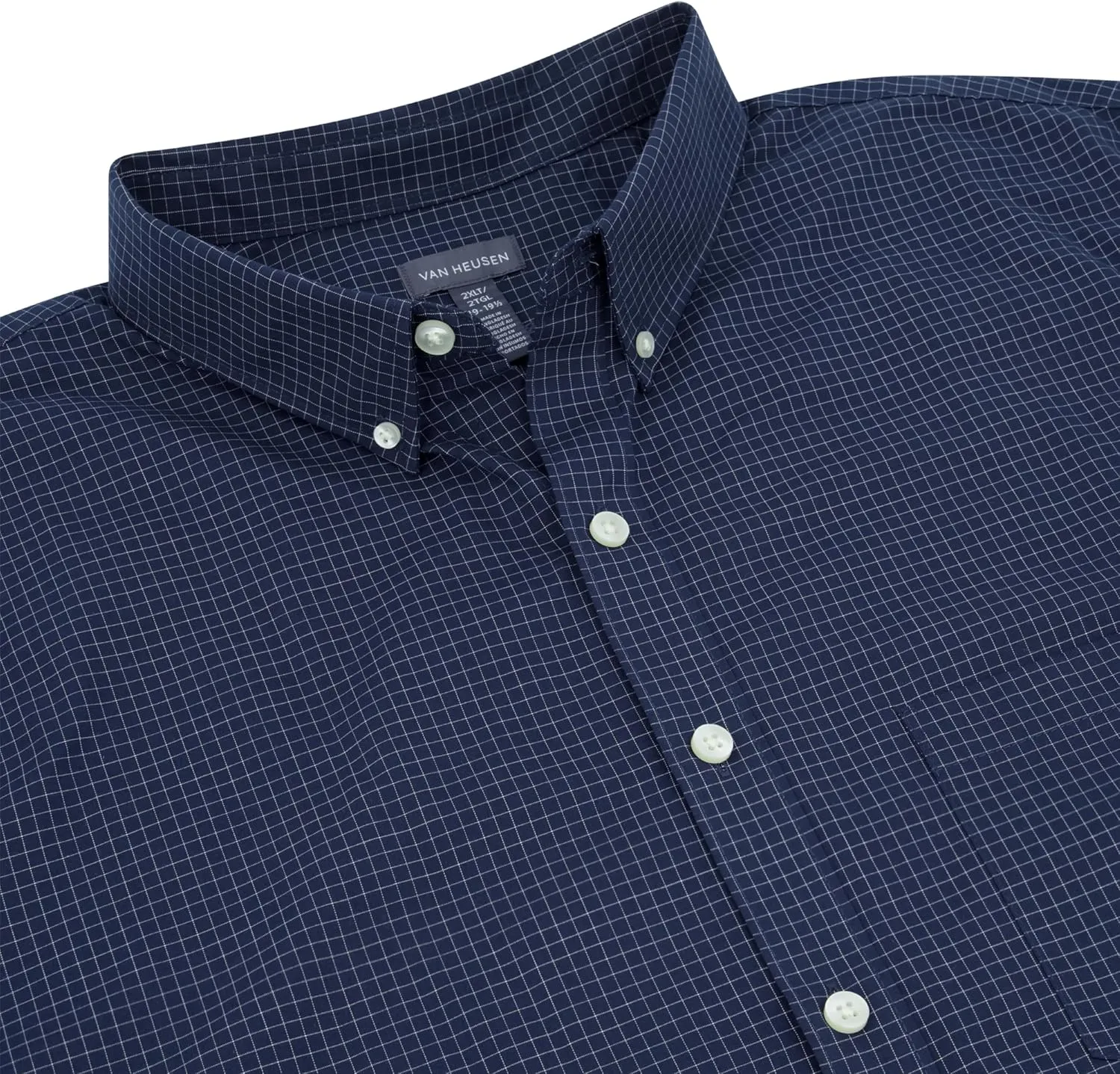 Van Heusen Men's Big and Tall Wrinkle Free Short Sleeve Button Down Check Shirt
