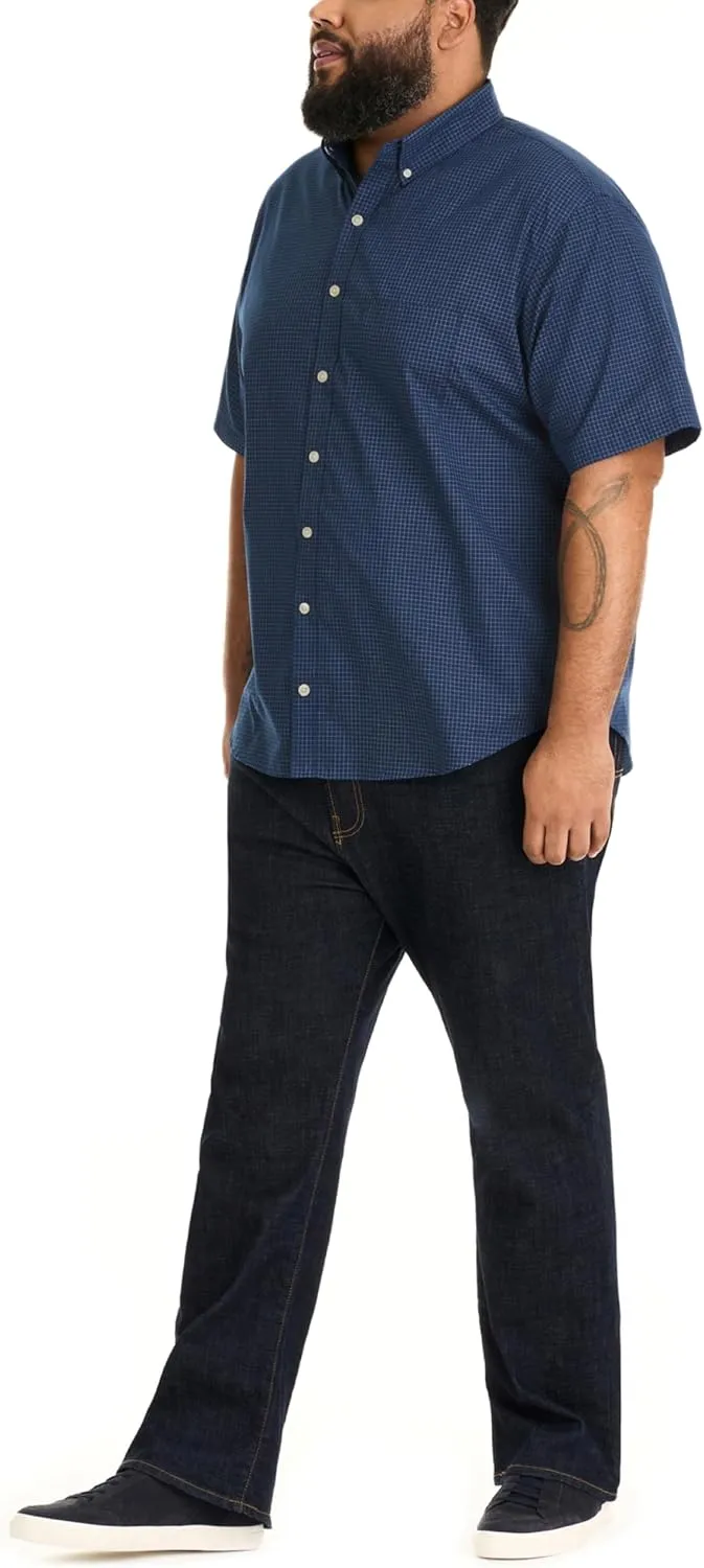 Van Heusen Men's Big and Tall Wrinkle Free Short Sleeve Button Down Check Shirt