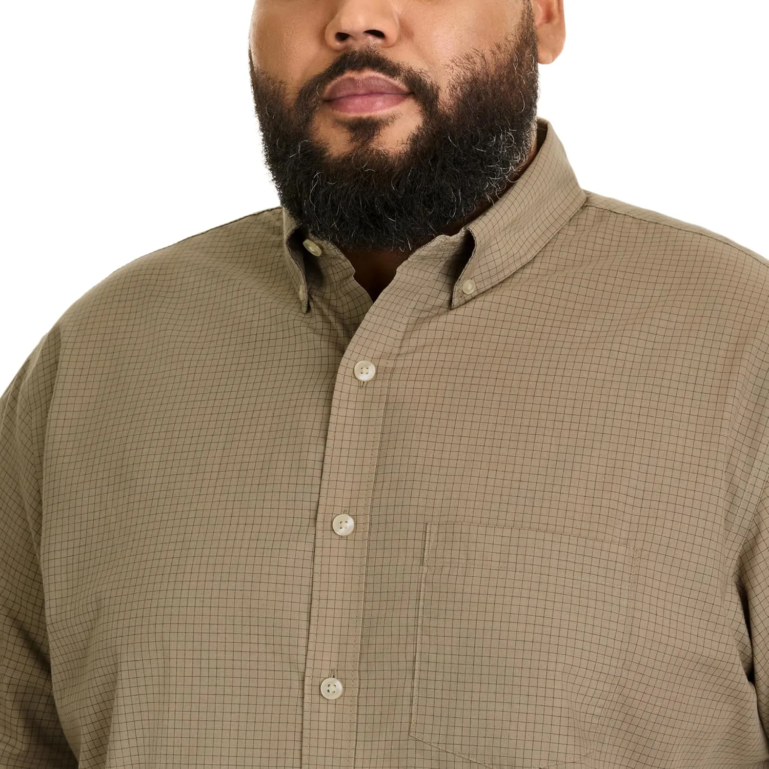 Van Heusen Men's Big and Tall Wrinkle Free Short Sleeve Button Down Check Shirt