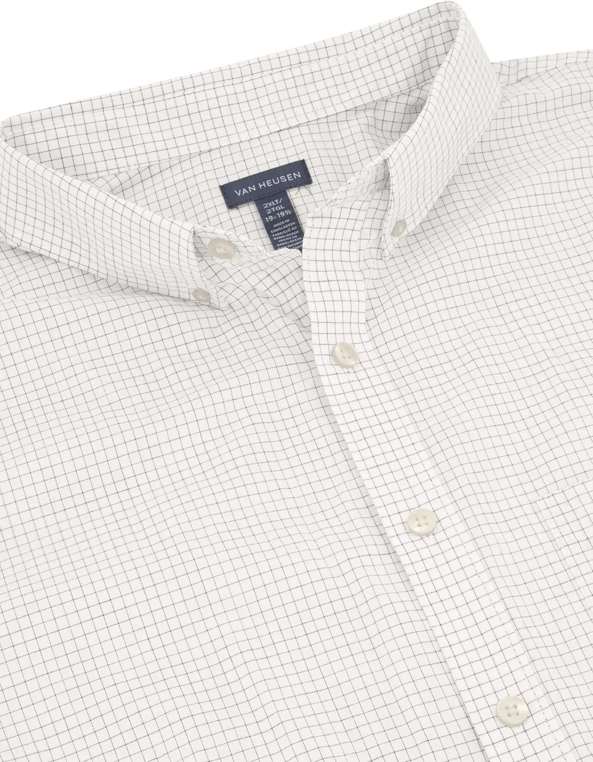 Van Heusen Men's Big and Tall Wrinkle Free Short Sleeve Button Down Check Shirt