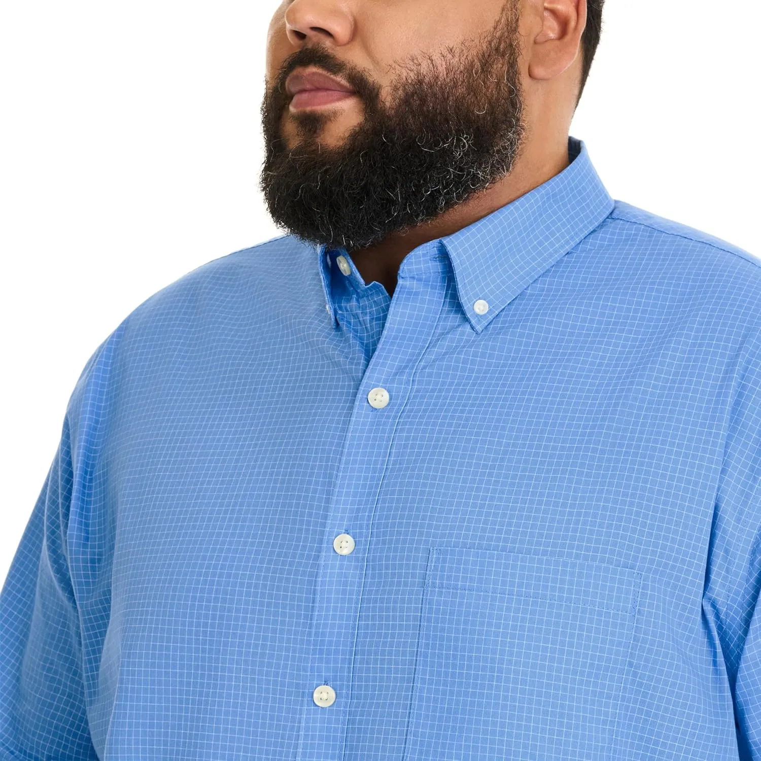 Van Heusen Men's Big and Tall Wrinkle Free Short Sleeve Button Down Check Shirt