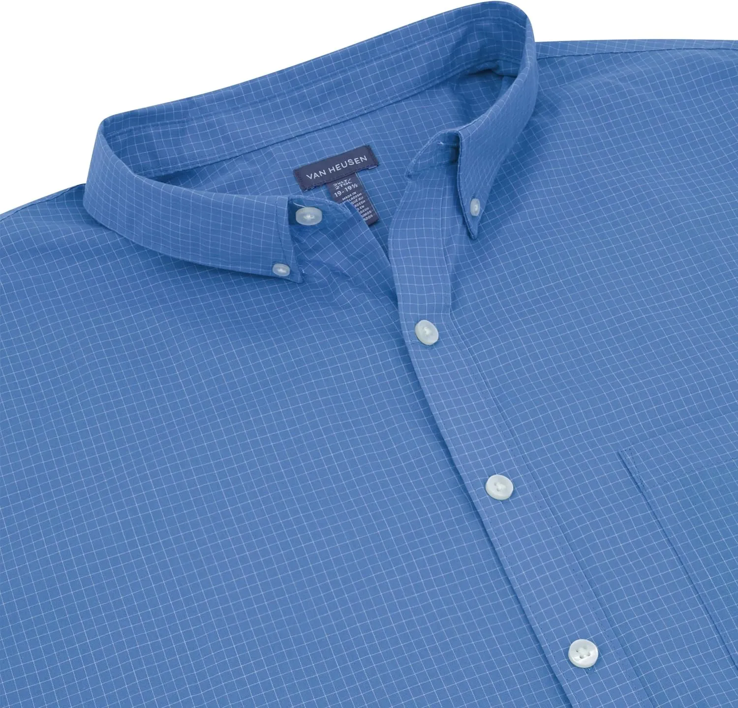 Van Heusen Men's Big and Tall Wrinkle Free Short Sleeve Button Down Check Shirt