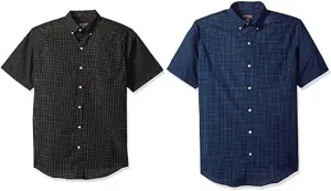 Van Heusen Men's Wrinkle Free Short Sleeve Button Check Down Shirt