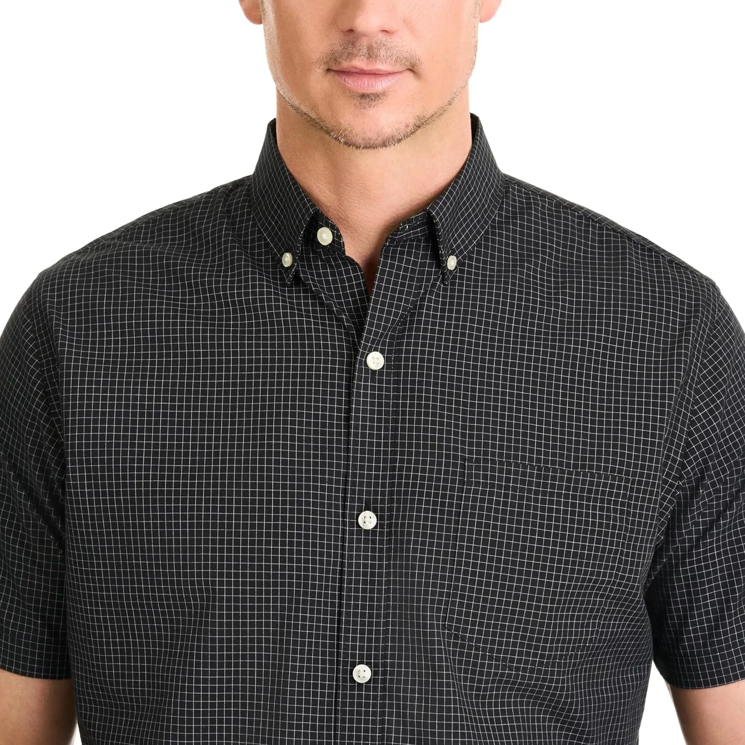 Van Heusen Men's Wrinkle Free Short Sleeve Button Down Check Shirt