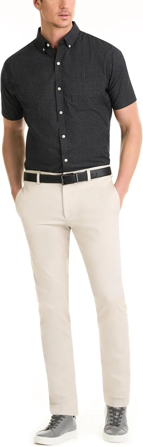 Van Heusen Men's Wrinkle Free Short Sleeve Button Down Check Shirt