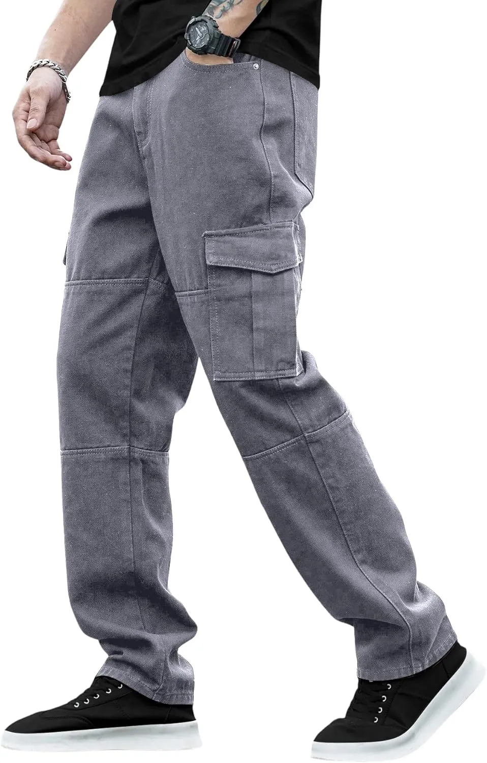 Verdusa Men's Casual Denim Cargo Pants Jeans with Cargo Pockets