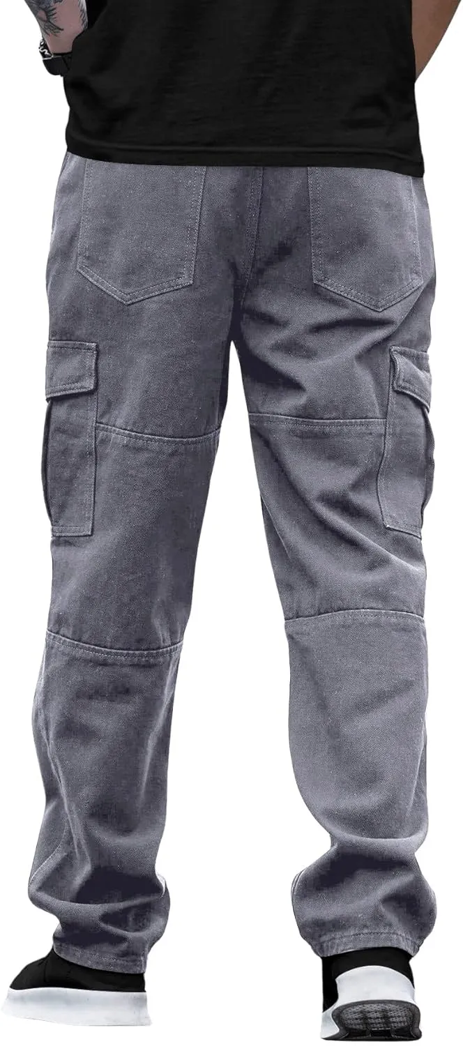 Verdusa Men's Casual Denim Cargo Pants Jeans with Cargo Pockets