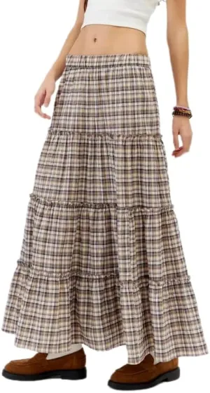 Vintage Grunge Fairycore Midi Skirts Printed Split Long Skirts A Line Mid-Calf Skirt Harajuku Fall Winter Retro Clothing