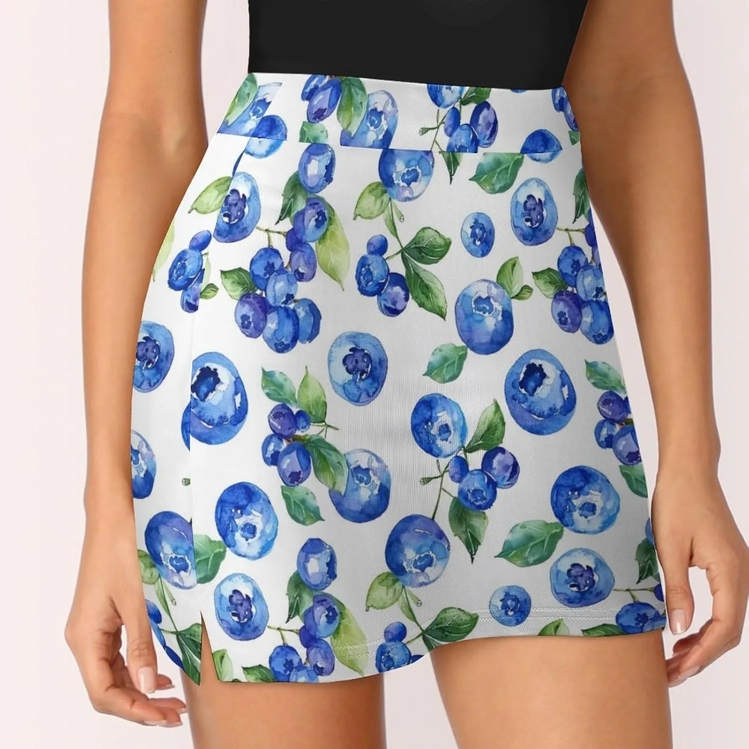 Watercolor Blueberries Women's Skort Athletic Skirt Golf Skorts A-line Skirts with Built-in Shorts Pockets