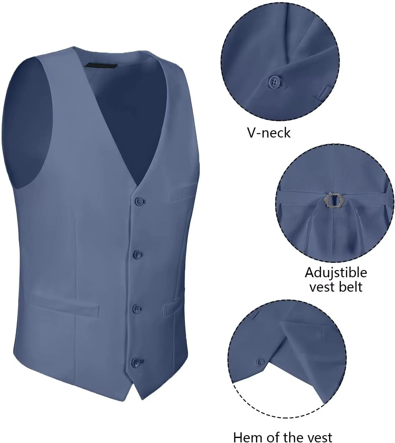 Wehilion Men's Suits 2 Pieces, Vest Pants Set for Men, V-Neck Slim Fit Casual Suit Waistcoat