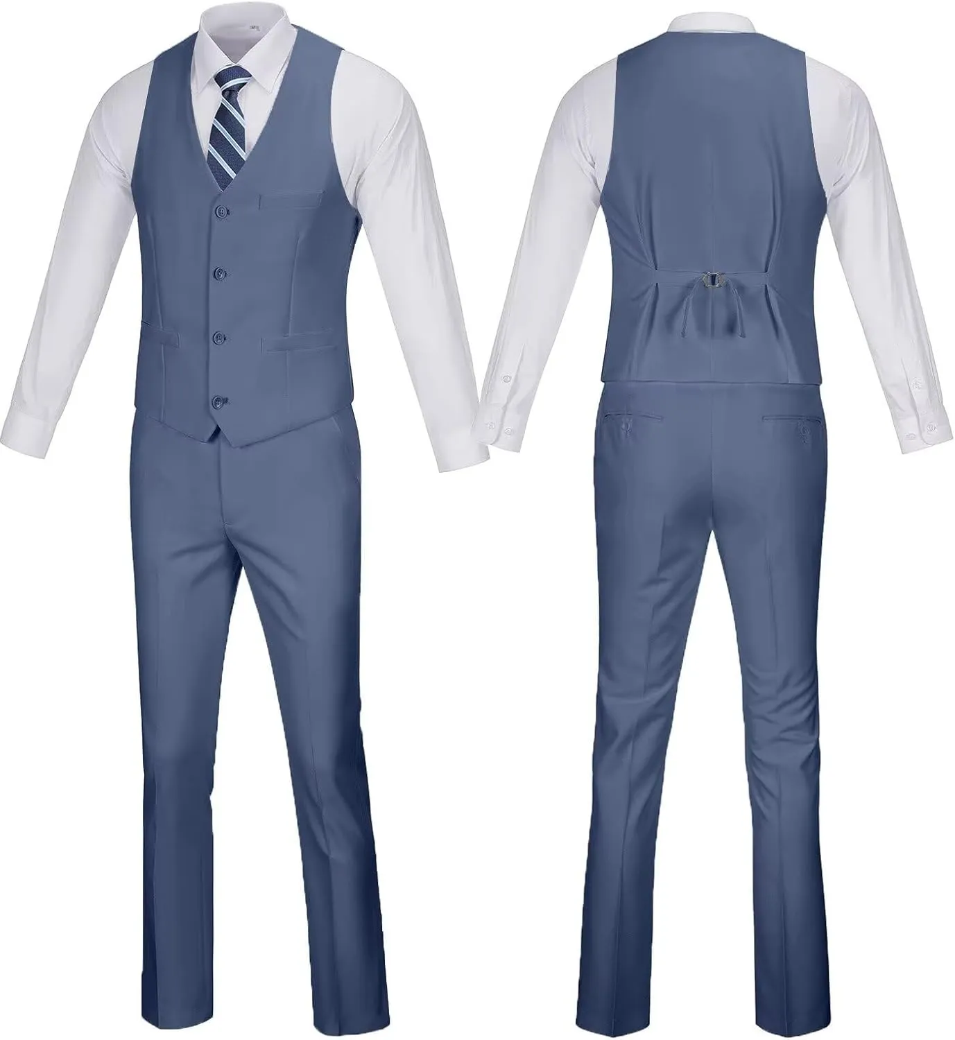 Wehilion Men's Suits 2 Pieces, Vest Pants Set for Men, V-Neck Slim Fit Casual Suit Waistcoat