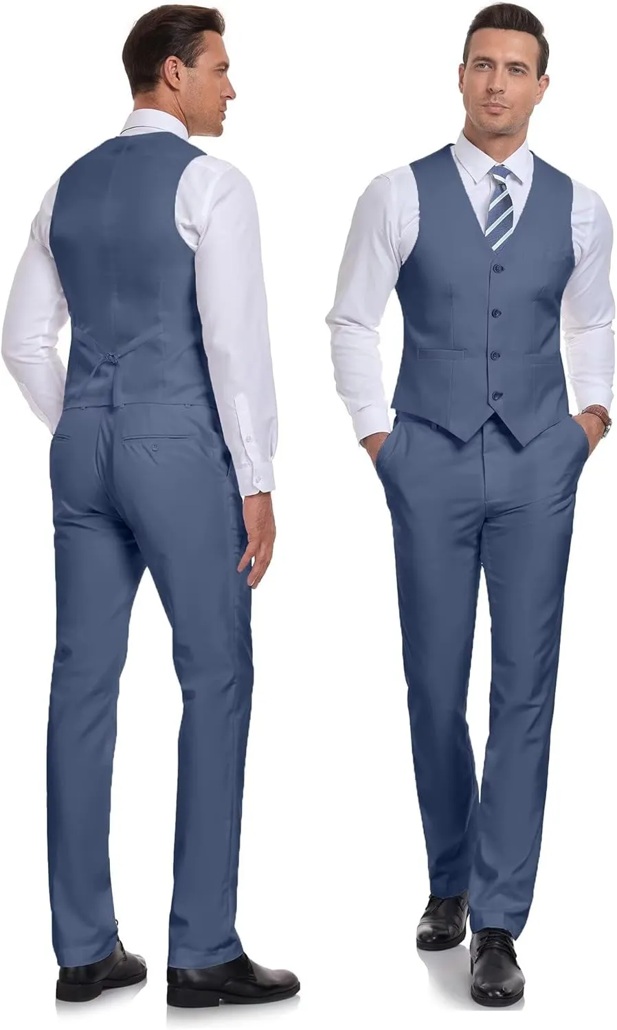 Wehilion Men's Suits 2 Pieces, Vest Pants Set for Men, V-Neck Slim Fit Casual Suit Waistcoat