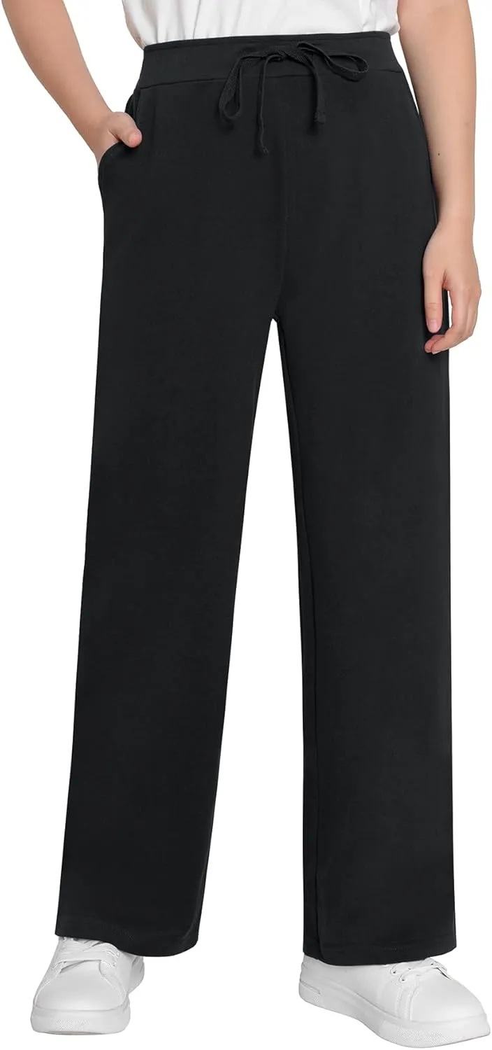 Weintee Women's Petite Wide Leg Sweatpants Cotton Pants with Pockets