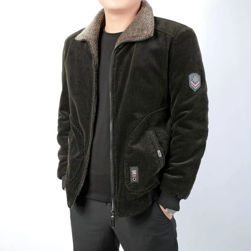 West Louis Man Corduroy Fleece Lining Bomber Jacket