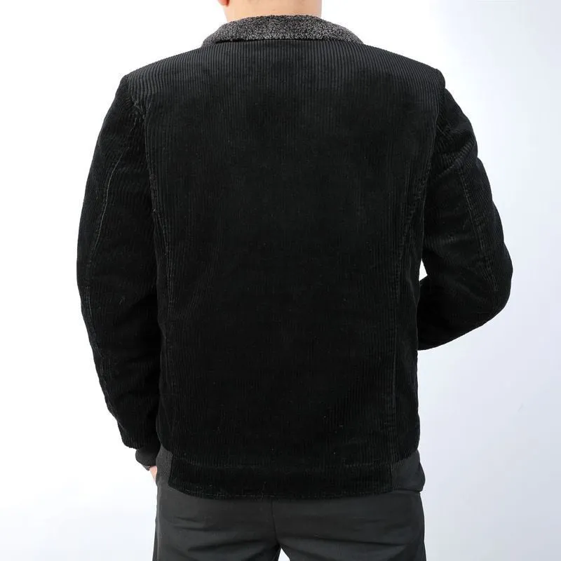 West Louis Man Corduroy Fleece Lining Bomber Jacket