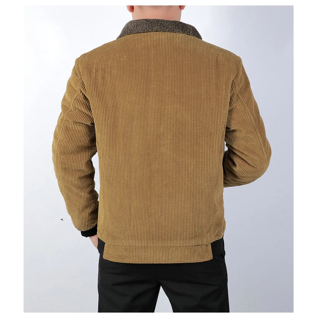 West Louis Man Corduroy Fleece Lining Bomber Jacket