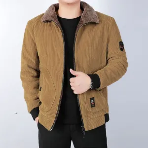 West Louis Man Corduroy Fleece Lining Bomber Jacket