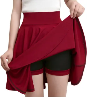 Women Casual Skater Skirt with Shorts High Waist Flared Skorts Pleated Mini Tennis Skirt Athletic Golf Workout Skort
