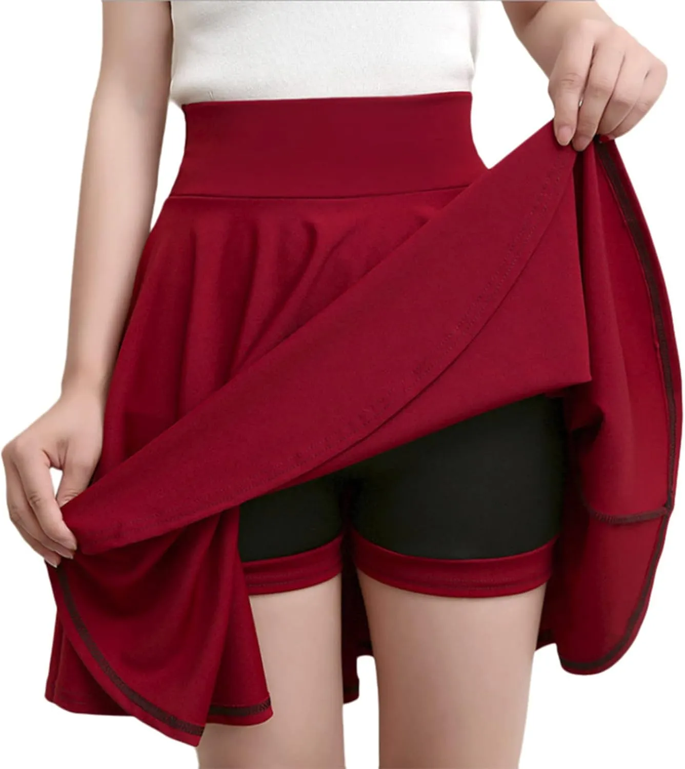 Women Casual Skater Skirt with Shorts High Waist Flared Skorts Pleated Mini Tennis Skirt Athletic Golf Workout Skort