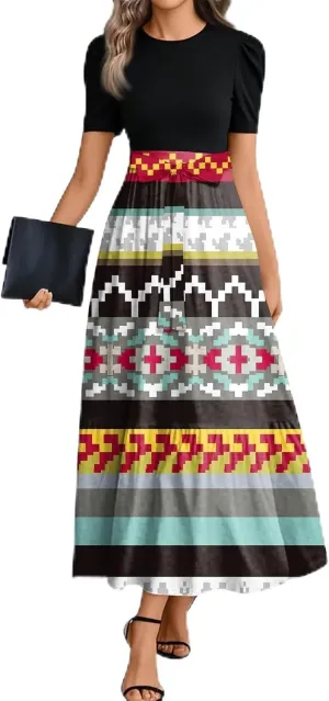 Women Summer 2025 Maxi Dress Vacation Floral Printed Belted Boho Casual Dresses Beach Long Flowy Vacation Sun Dress