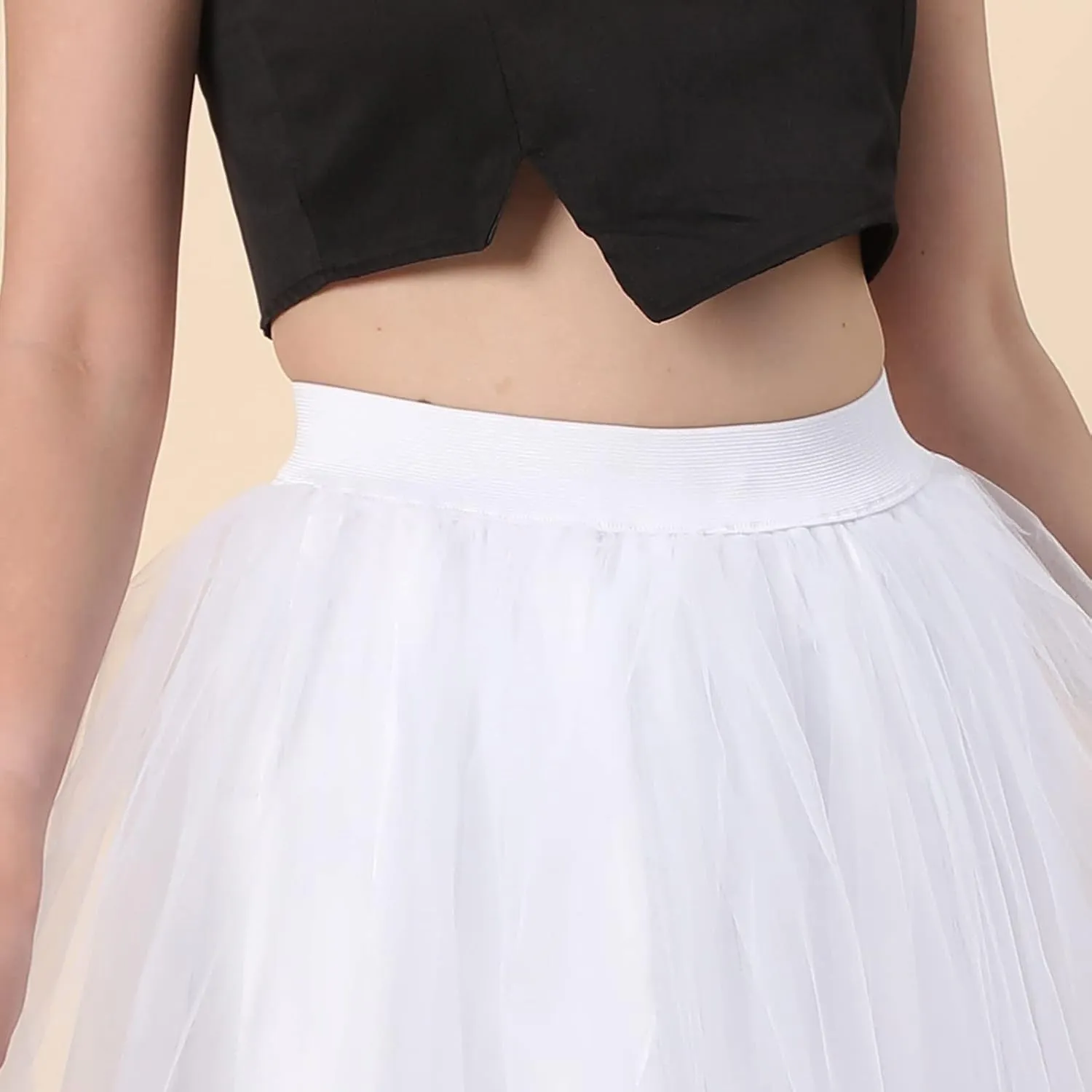 Women's A-Line High Waisted Midi Skirt Womens Long Tulle Skirt Pleated A Line Skirt High Waist Elastic Trendy