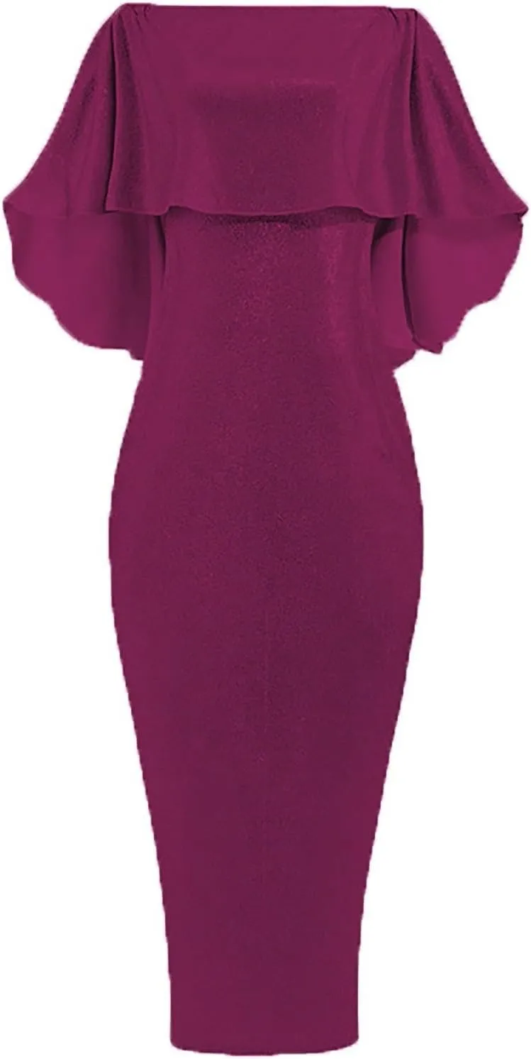 Women's Cocktail Dresses Sexy Solid Color Sequins Split Wrap Dress Party Cocktail Prom Wedding Guest Dress, S-3XL