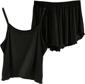Women's home clothes beach leisure women summer sweat shirt sexy pajamas two-piece set thin loose suspender shorts