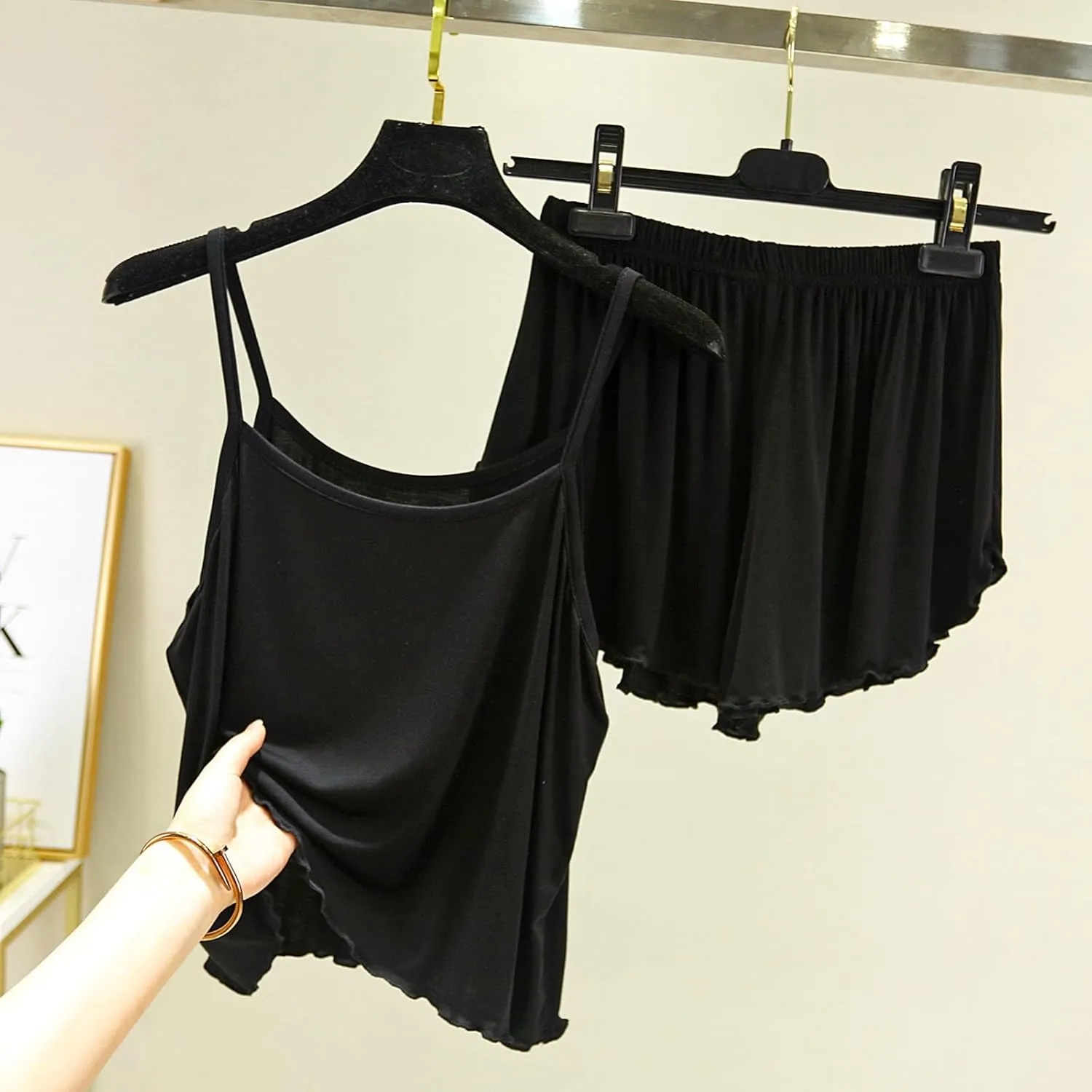 Women's home clothes beach leisure women summer sweat shirt sexy pajamas two-piece set thin loose suspender shorts