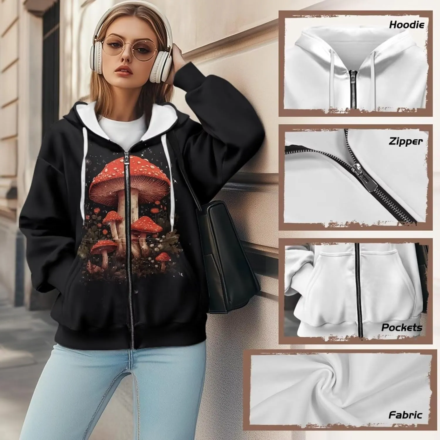 Womens Oversized Hoodie with Zipper Pockets Hooded Gradient Sweatshirt Women Zip Up Sweater Women Size XS-4XL