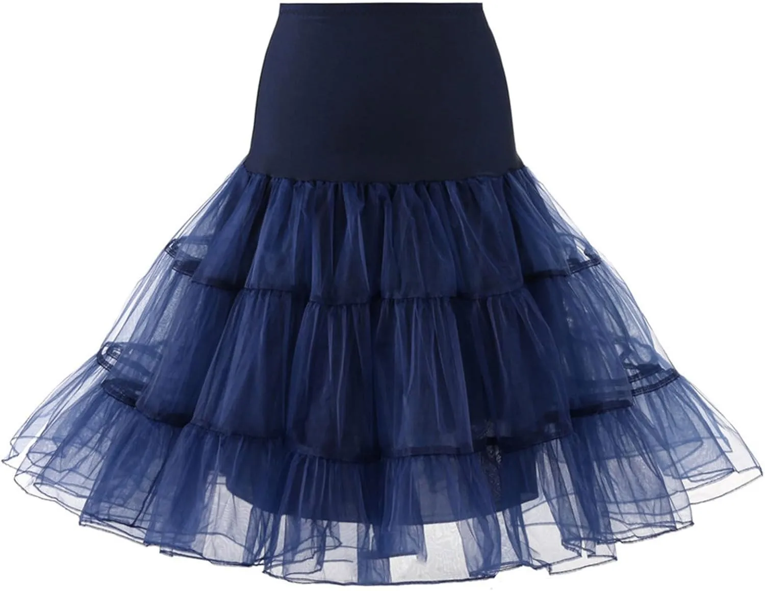 Women's Petticoat Skirt Layered Ballet Tulle Pettiskirts Tulle Midi Knee Length Skirt Dress Puffy Tutu Skirt
