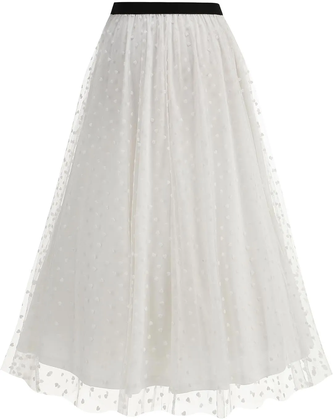 Women's Polka Dot Tulle Long Skirt, High Waisted Flowy Summer Casual Skirts Going Out Streetwear Trendy Clothes