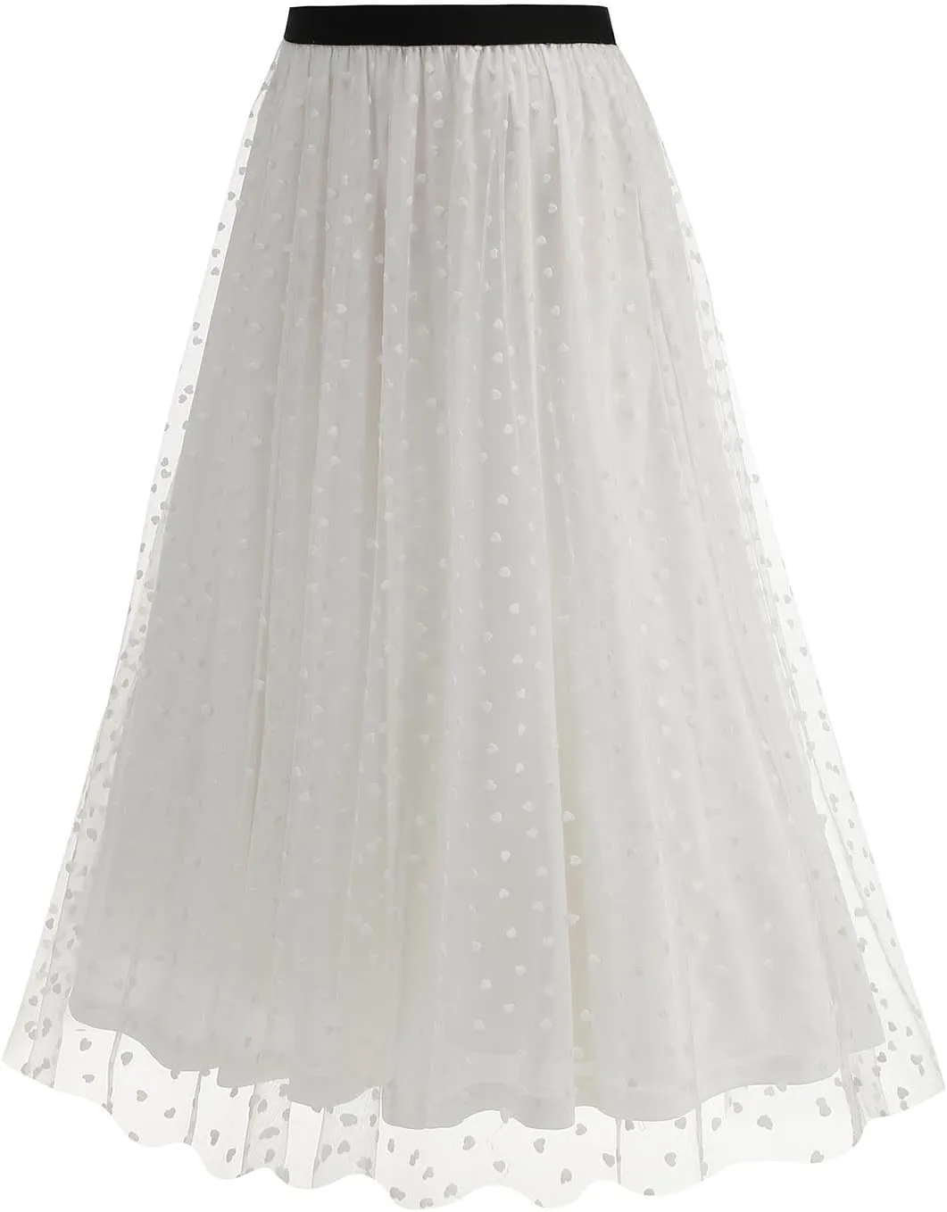 Women's Polka Dot Tulle Long Skirt, High Waisted Flowy Summer Casual Skirts Going Out Streetwear Trendy Clothes