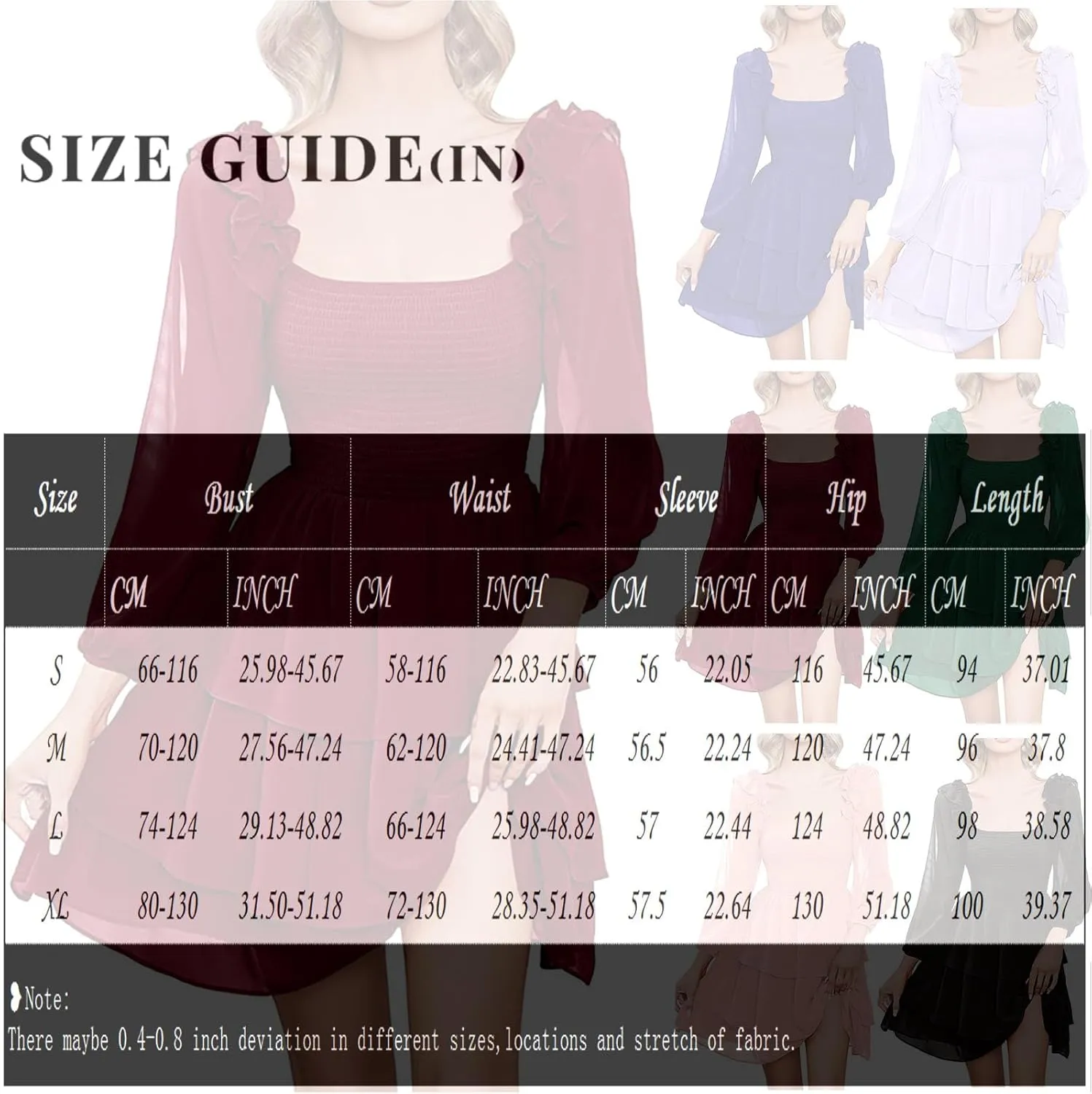 Women's Ruffle Mini Dress Square Neck Long Sleeve Party Dress Cute Wedding Guest Dress Homecoming Dresses