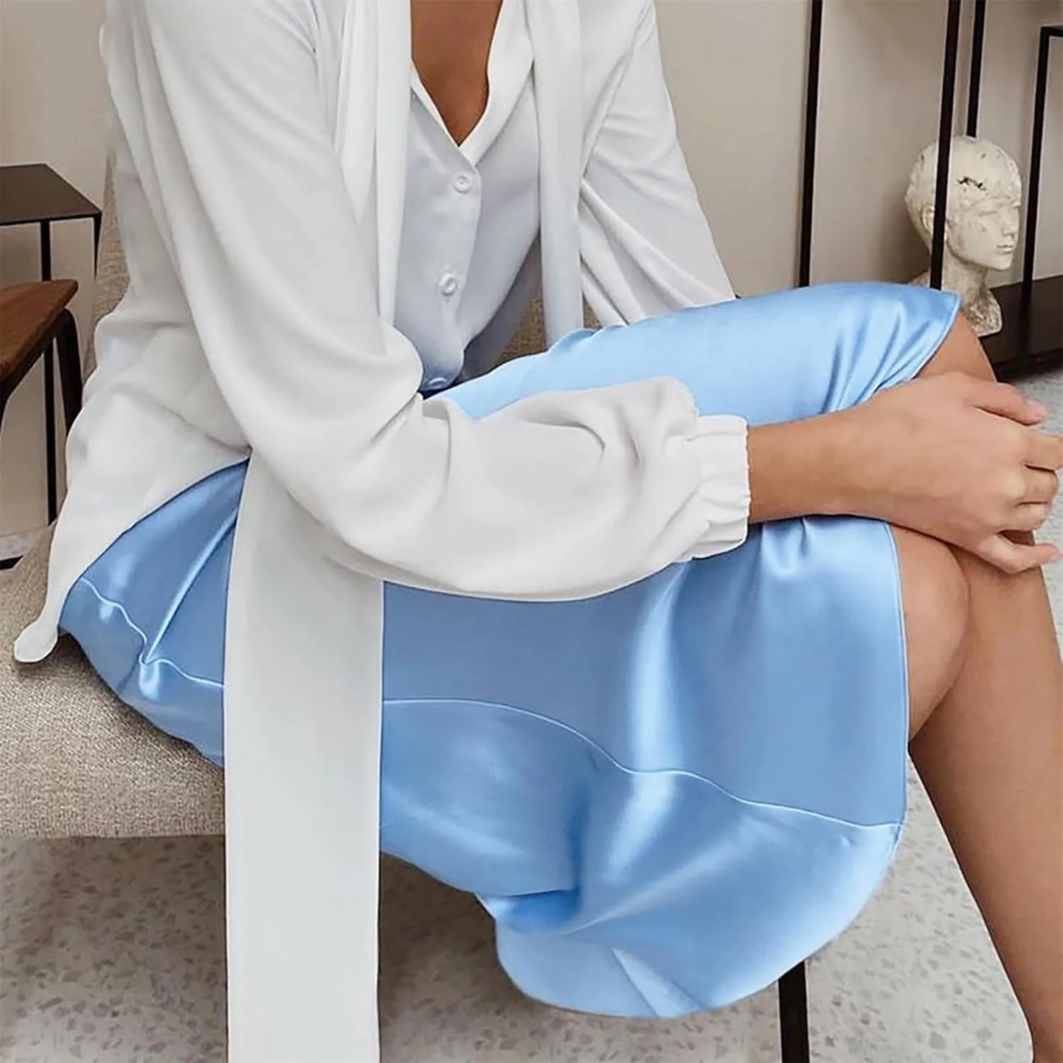 Women's Satin High Waisted Maxi Skirts Hidden Zipper Waistband A Line Long Skirt Evening Dress Long Skirts