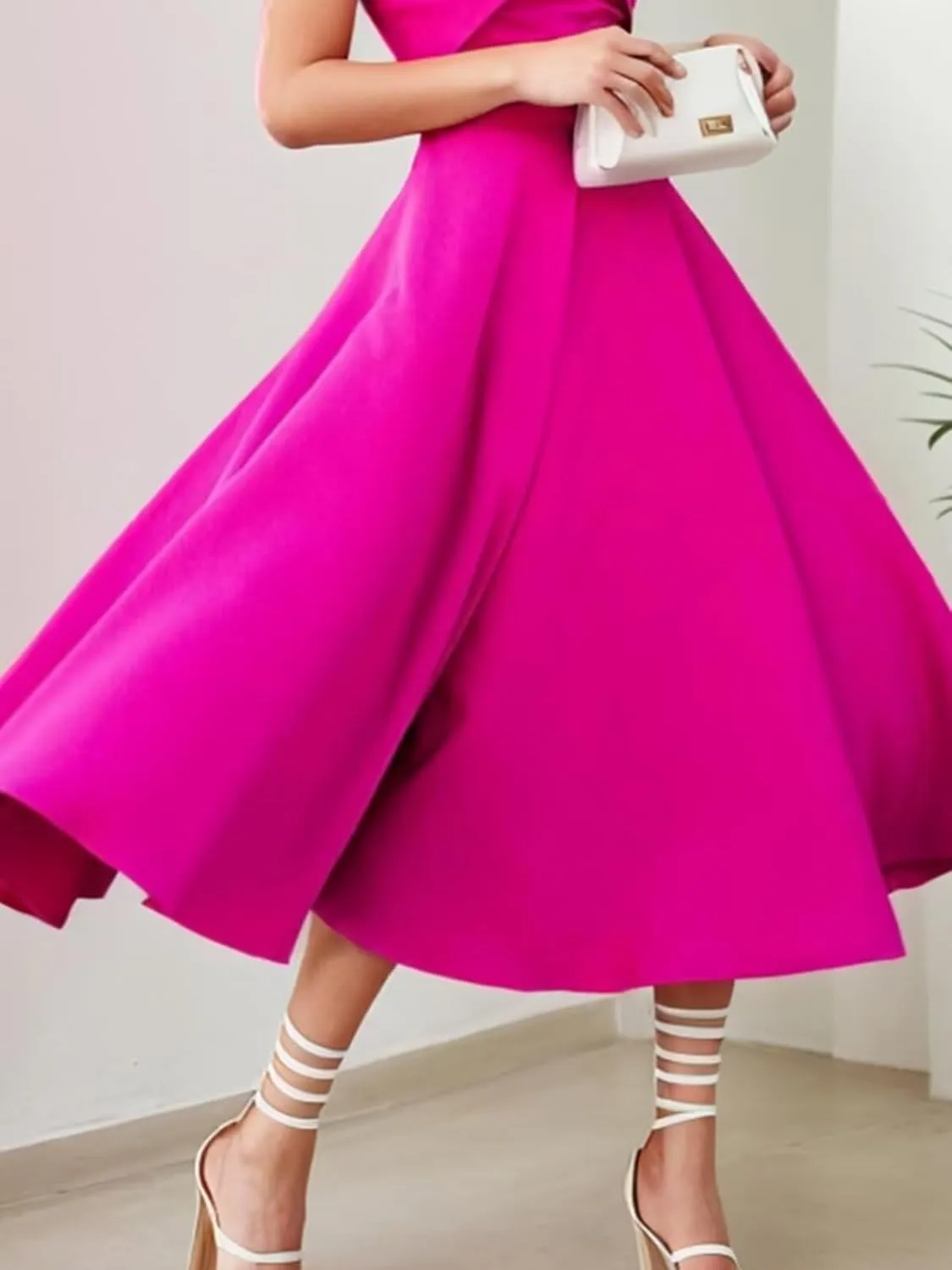 Womens Satin Off The Shoulder Evening Dress Tea Length Prom Dresses for Women A Line Midi Wedding Guest Dress