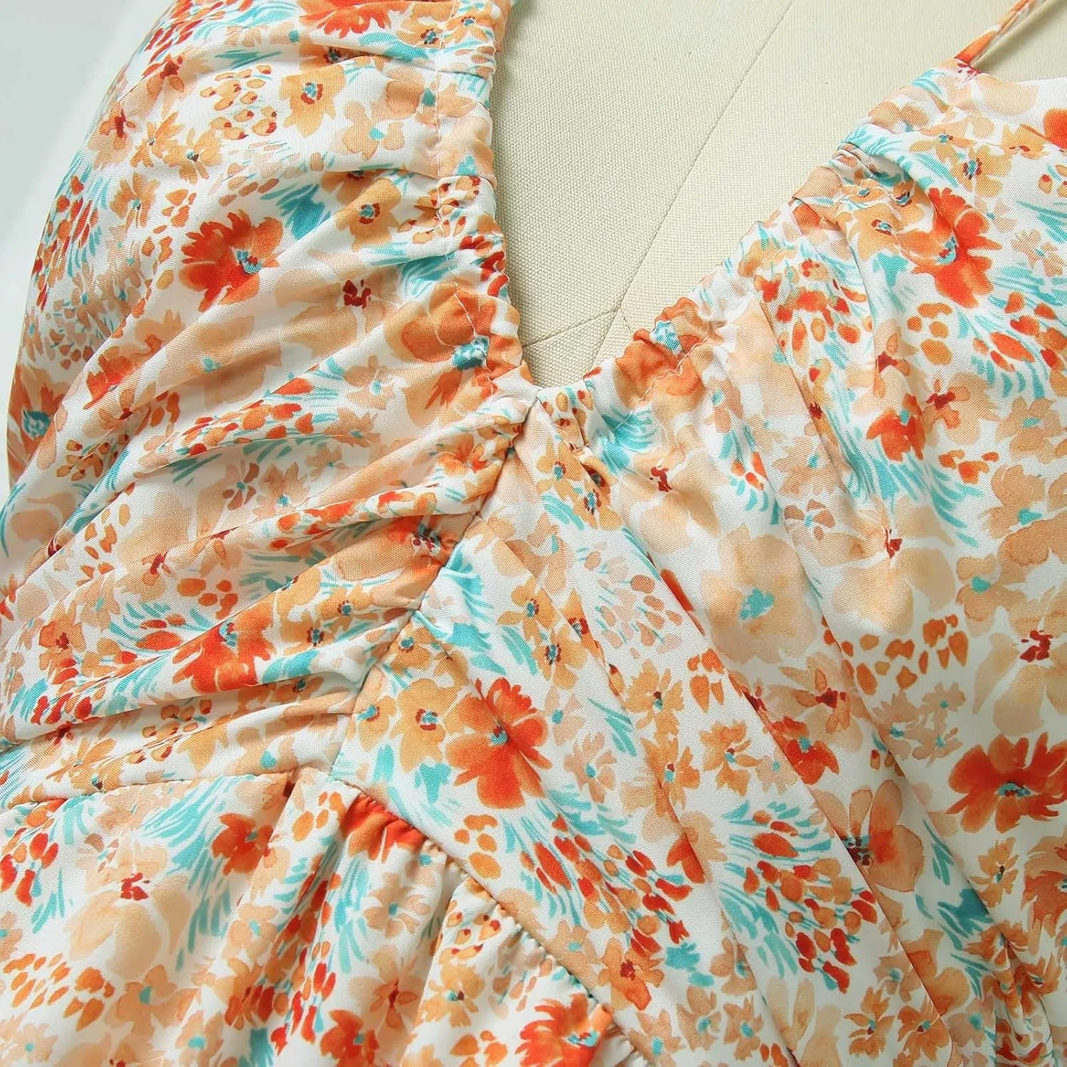 Women's Summer Dresses 2025 Halter Neck Sleeveless Smocked Backless Cut Out Floral Flowy A Line Maxi Dress