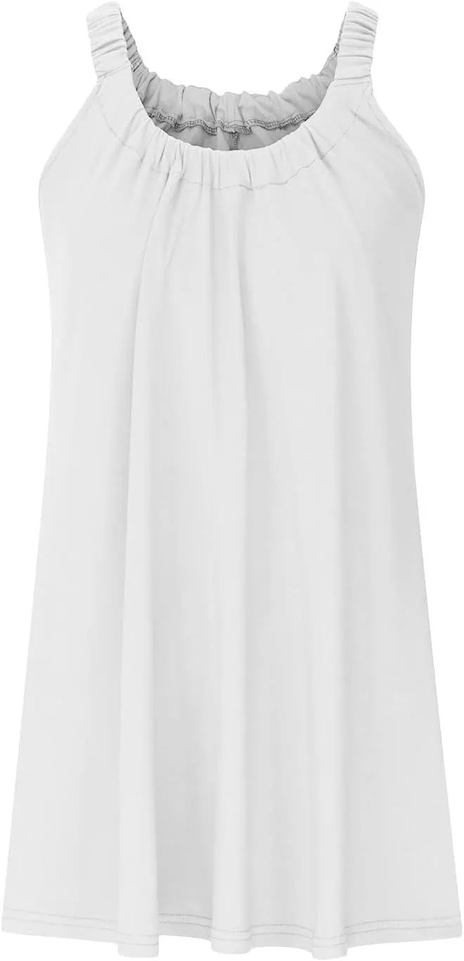 Womens Summer Sundresses 2025 Trendy Casual Loose Crew Neck Sleeveless Boho Beach Swimsuit Coverup Resort Wear