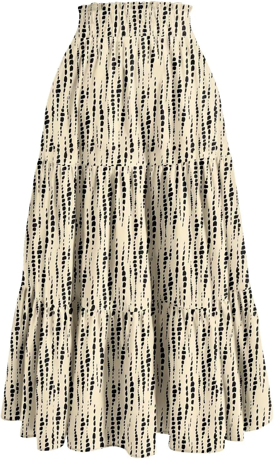 Yesunpxs Womens Casual Maxi Skirts Summer 2025 High Waist Boho Skirts Floral Printed Long Flowy Skirt Beach Vacation Clothes